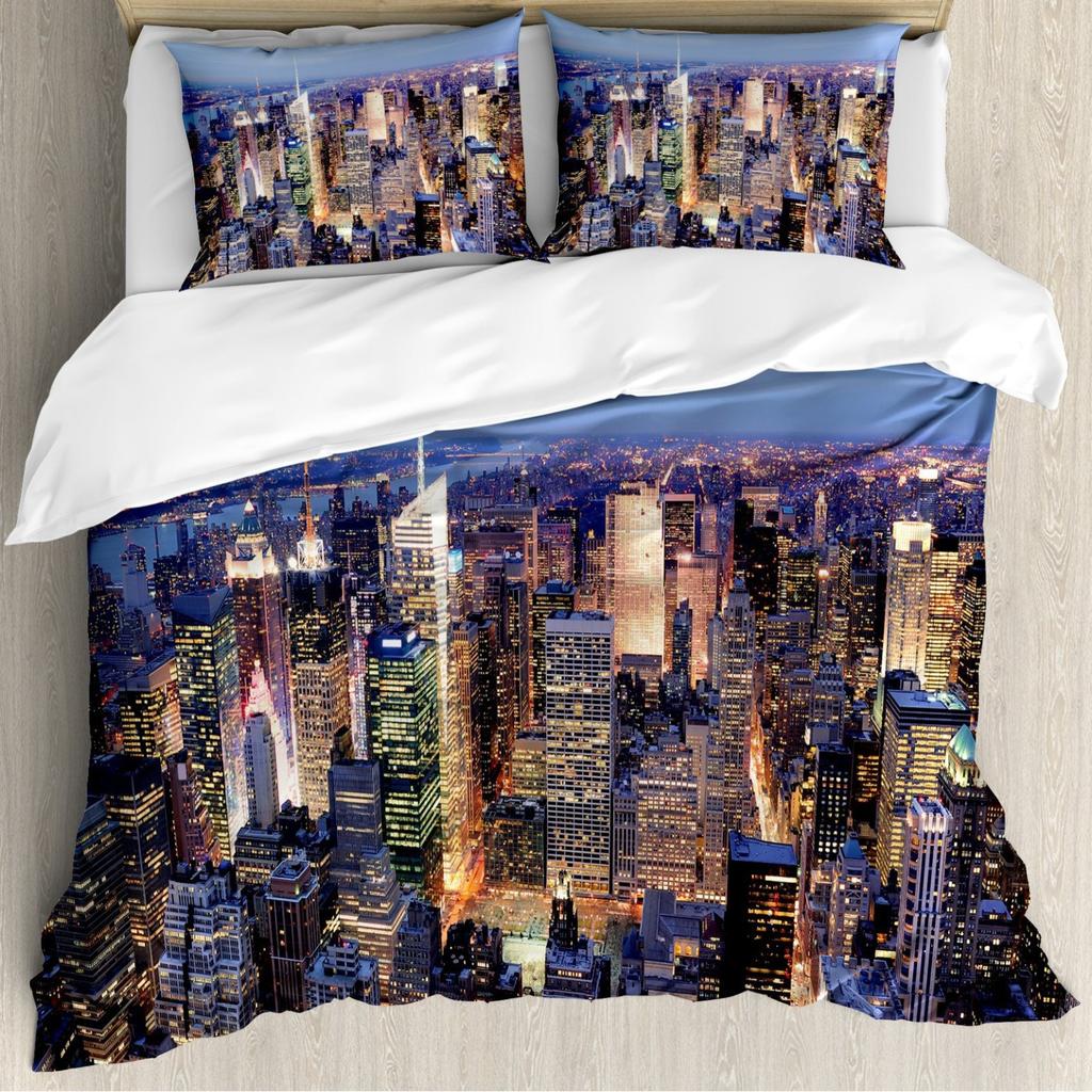 New York City Theme Duvet Cover Three-Piece Dormitory Bed Quilt Cover Set Quilt Cover