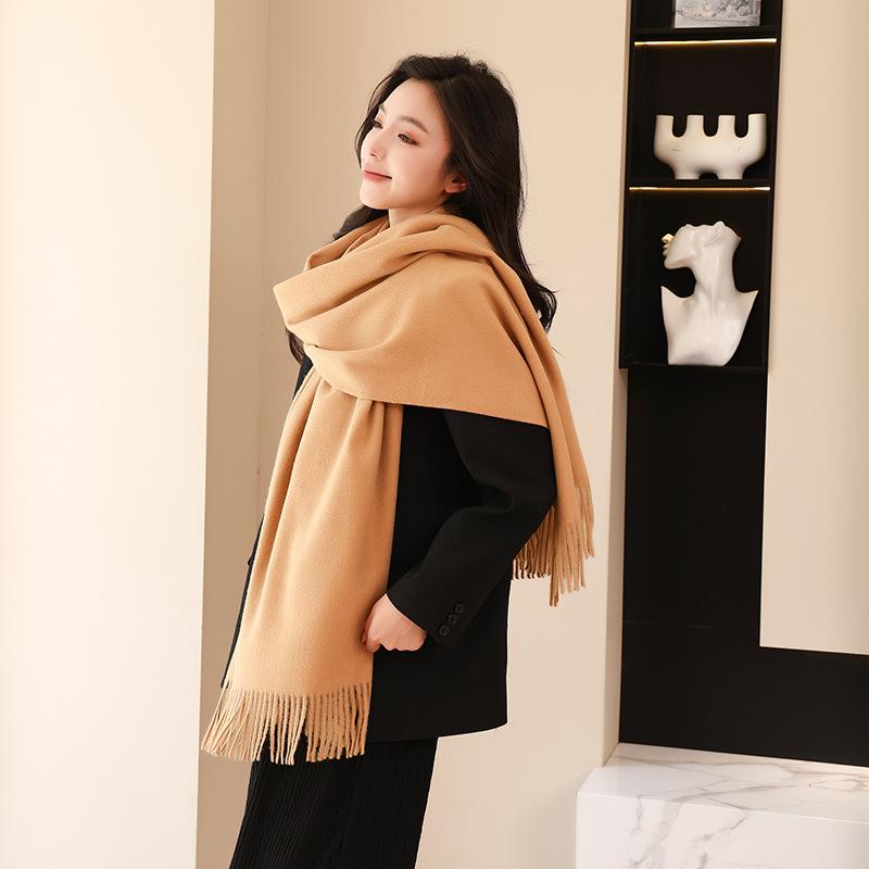 Wool Cashmere Scarf Women's Winter High Quality New Men's Shawl Versatile Korean Solid Color Scarf