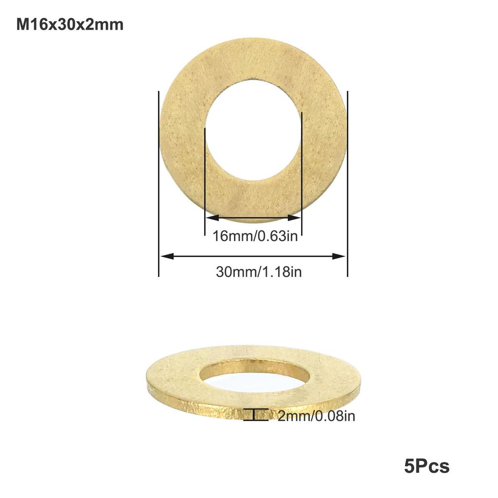 10-200Pcs Brass Flat Washer M2 M2.5 M3 M4 M5 M6 M8 M10 M12 M14 M16 M18 M20 Solids Brass Gasket Shim Coppers Metal Meson Pad Spacer