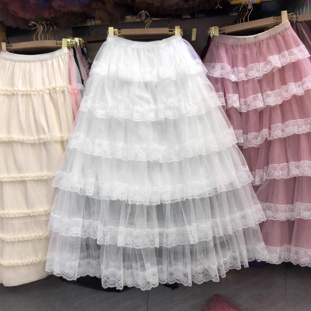 New French Princess Layered Lace Puffy Cake Skirt