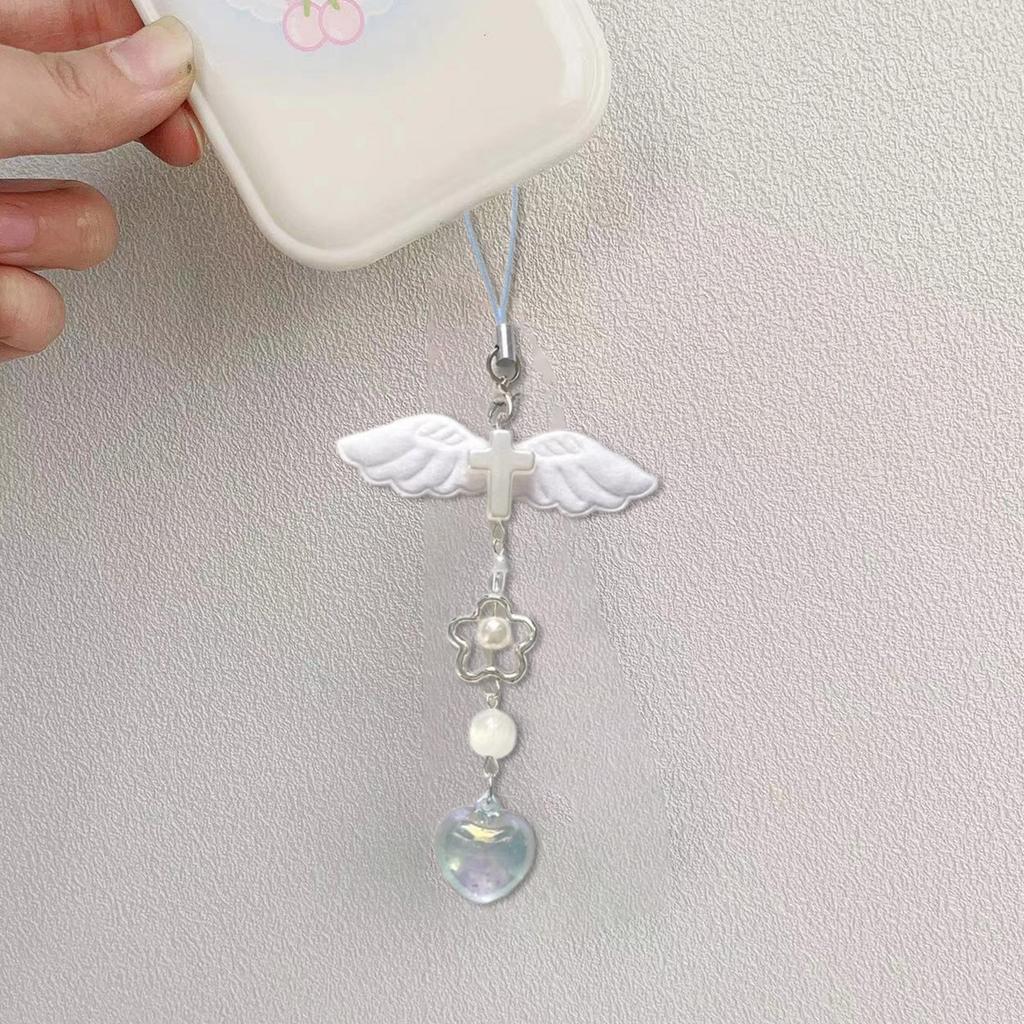 Cute Keychain Lanyard Phone Case String Fashion Phone Straps Eye Catching Heart Wing Keychain Suitable for Phone Cases