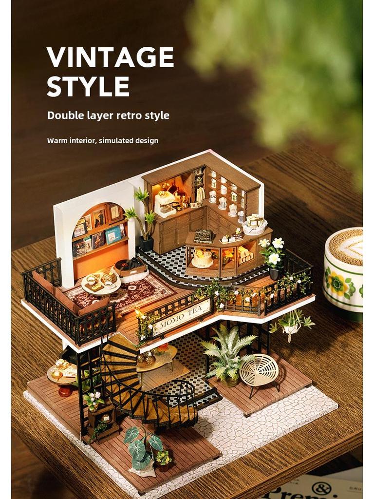 Momocha DIY Jungle Hut: Model retro de vila cu etaj dublu pentru fete
