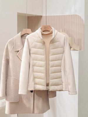 Patchwork Cotton Jacket: Warm, Slim, Lightweight, Windproof, Stand-Up Collar for Autumn/Winter.