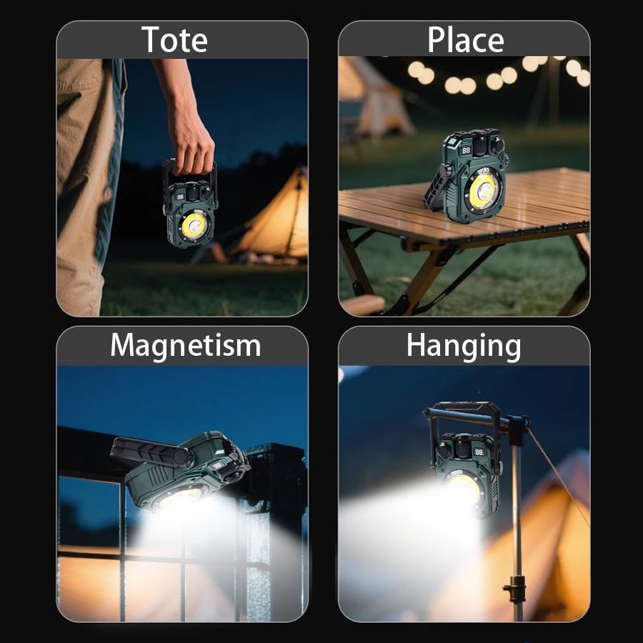 Solar COB LED Camping Light USB Rechargeable Lamp Outdoor Portable Magnetic Flashlight 5mode Torch Emergency Lantern with Hook