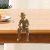 Western Theme Party Supplies 3D Printed Cowboy Skeleton Figurine, Sitting Statue Edge Rustic Desk Decor Sitter, West Style Desktop Shelf for