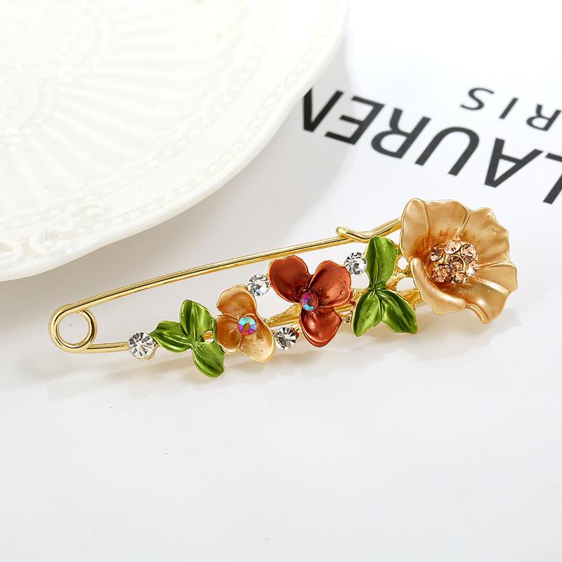 Oil silk scarf buckle brooch women's fixed clothes cardigan pin tulip flower temperament versatile accessories