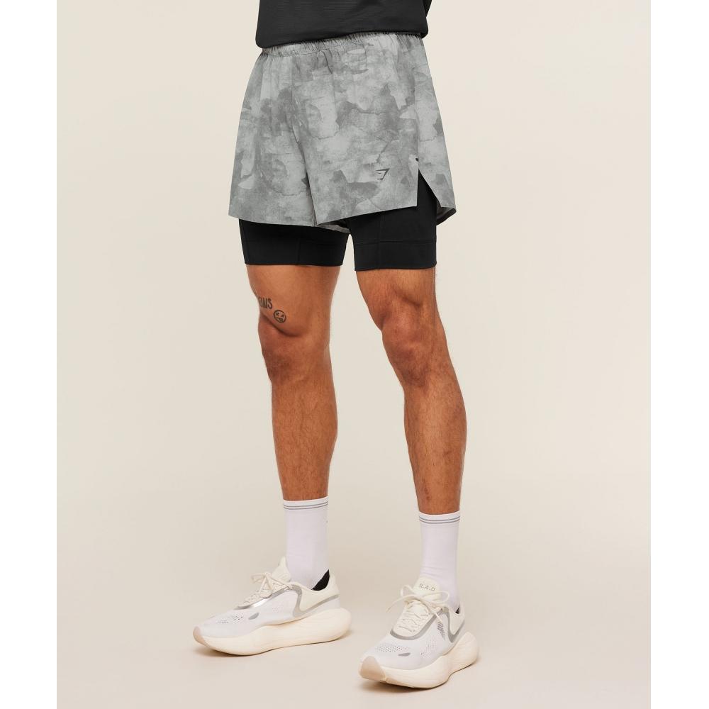 Gymshark RunnIng Elite 2 In 1 5  Shorts Smokey Grey Black A1c9z Gdjj