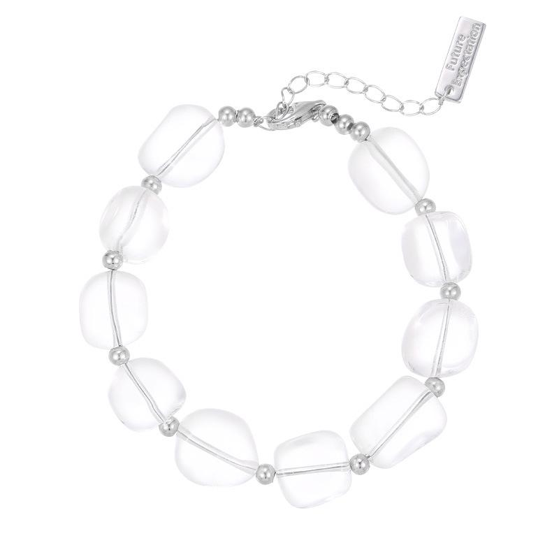 Cuiyan Shijie S925 Silber Koreanisches Oval Weißer Kristall Damenarmband 2025 Trendige Nischen Perlen Schmuck