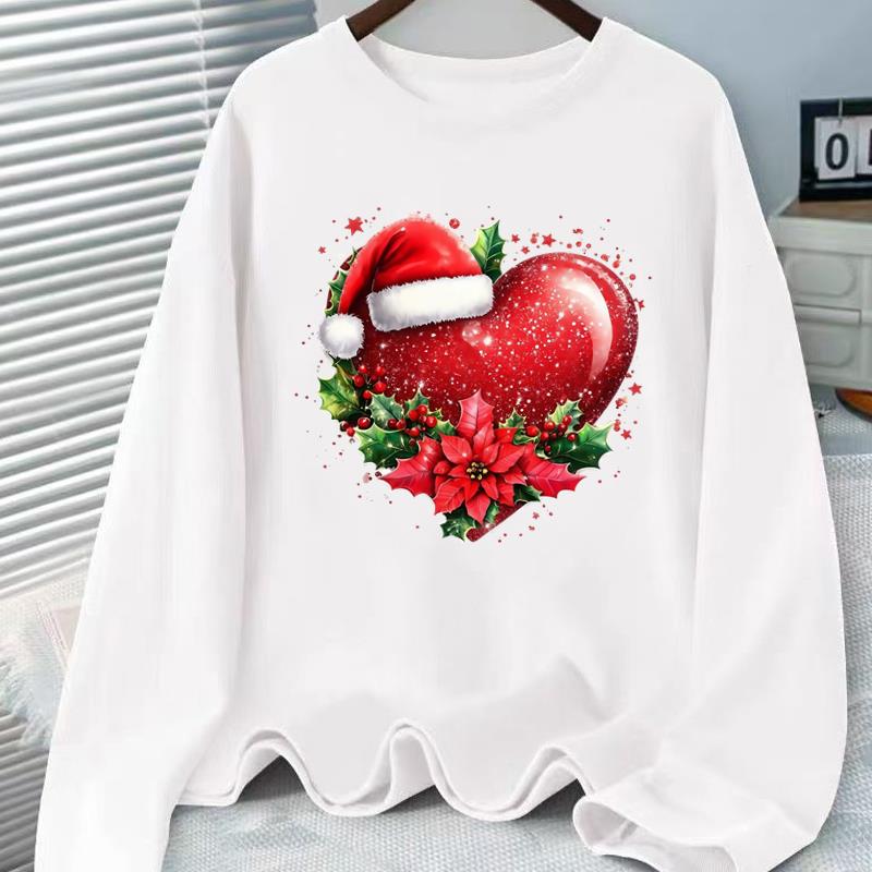 (Asian Size) Tree Sweet Graphic Tee Women Christmas New Year Casual Fashion Top O-neck Clothing Print T Shirt Long Sleeve T-shirts