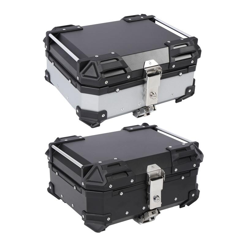 Rear Top Case Aluminum Alloy Water Resistant Fit Motorcycle Top Box Shockproof with Safety Lock for Helmet Luggage