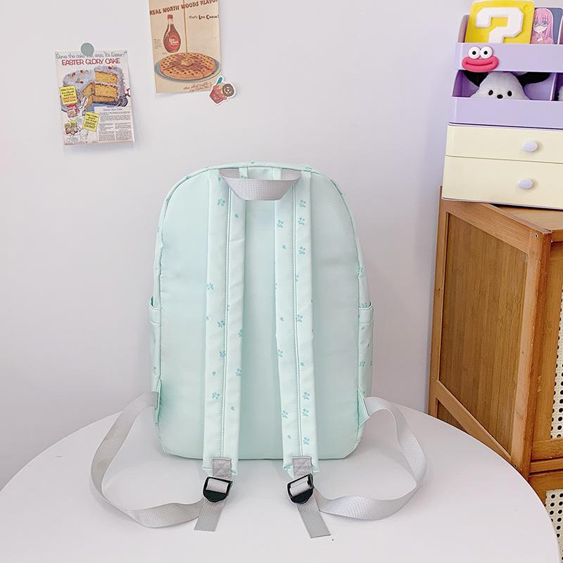School bag fresh print shoulder junior high school bow girl Harajuku travel back