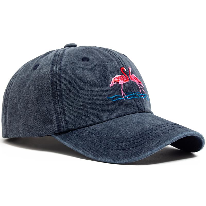 Flamingo Print Women's Baseball Cap Embroidery Washed Cotton Men's Caps Casual Retro Sport Summer Fashion Sun Visor Hat Unisex