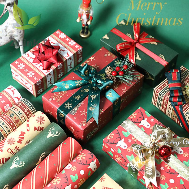 100cm×70cm Christmas Wrapping Paper Christmas Eve Gift Box Decoration Paper Children's Christmas Vintage Kraft Paper