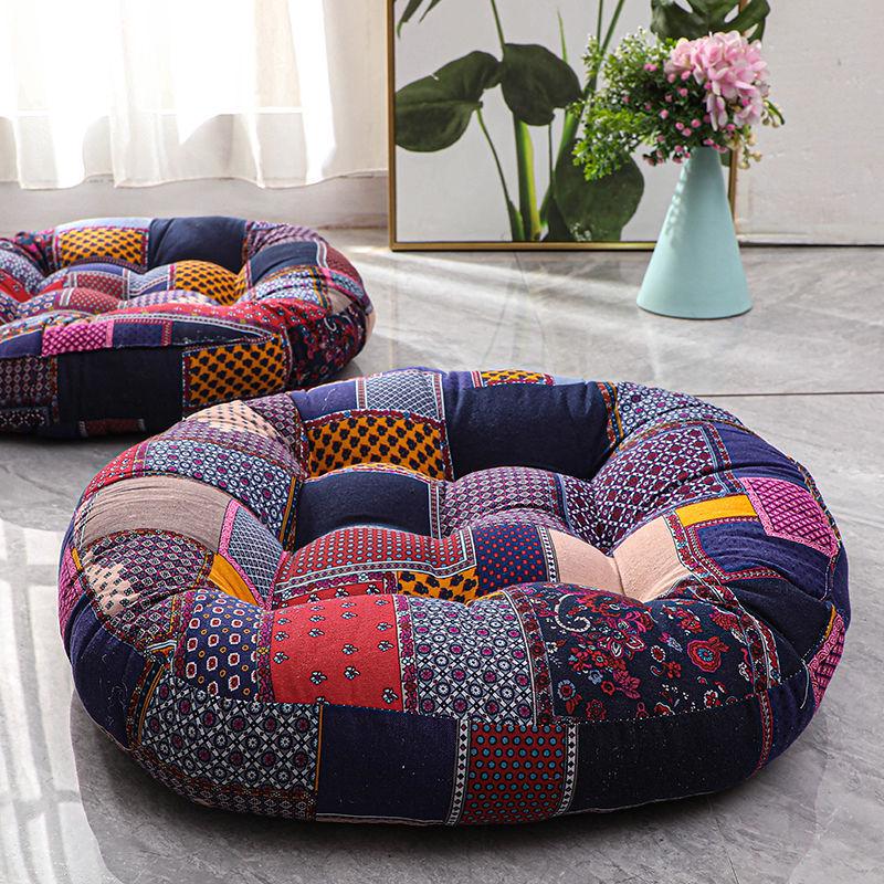 Colorful Bohemian-Style Cotton Linen Floor Cushion: Ethnic Meditation Seat Tatami Mat for B&B