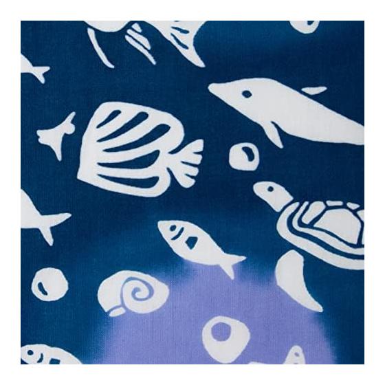 Prairie Dog Tenugui Towel - Whales and Fish - Made in Japan, 100% Cotton, 33x90cm