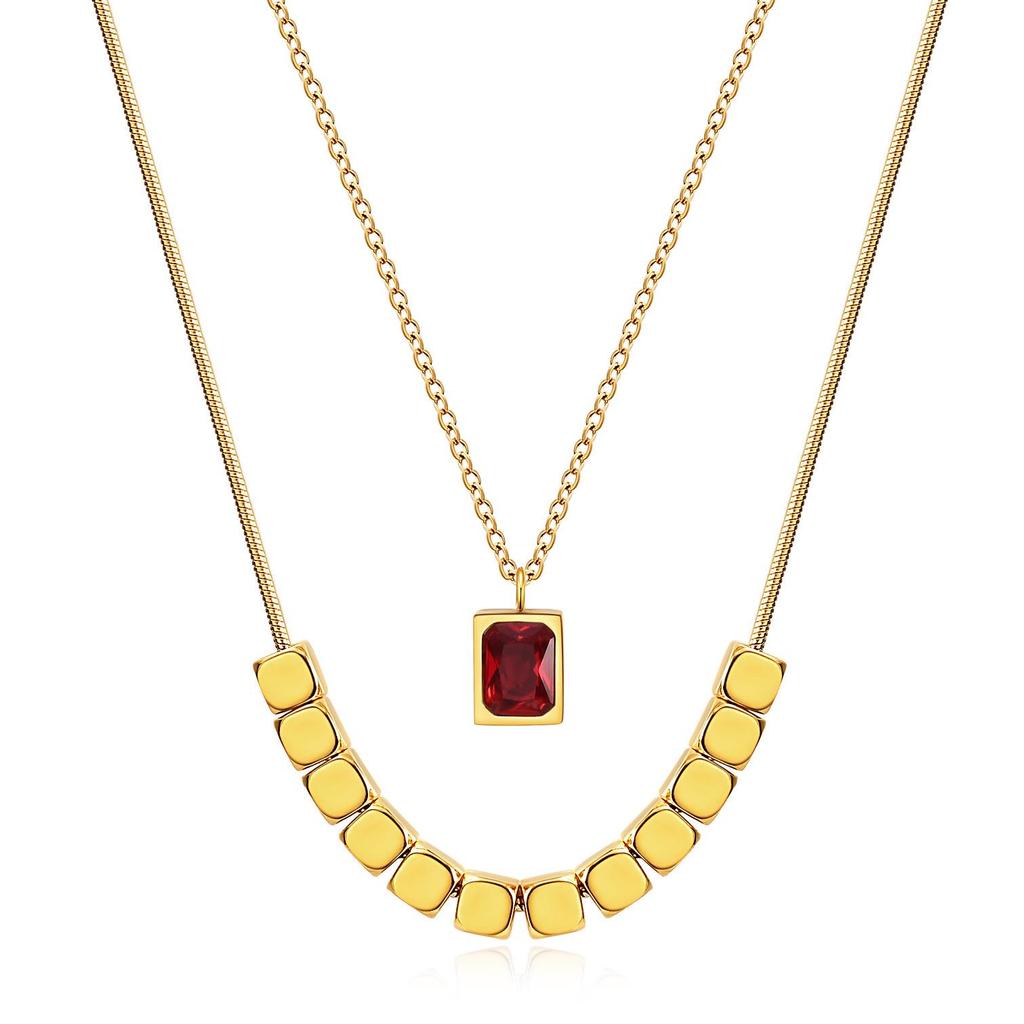 European & American 3D Rhinestone Square Clavicle Necklace Set - Versatile Fashion Jewelry for Women