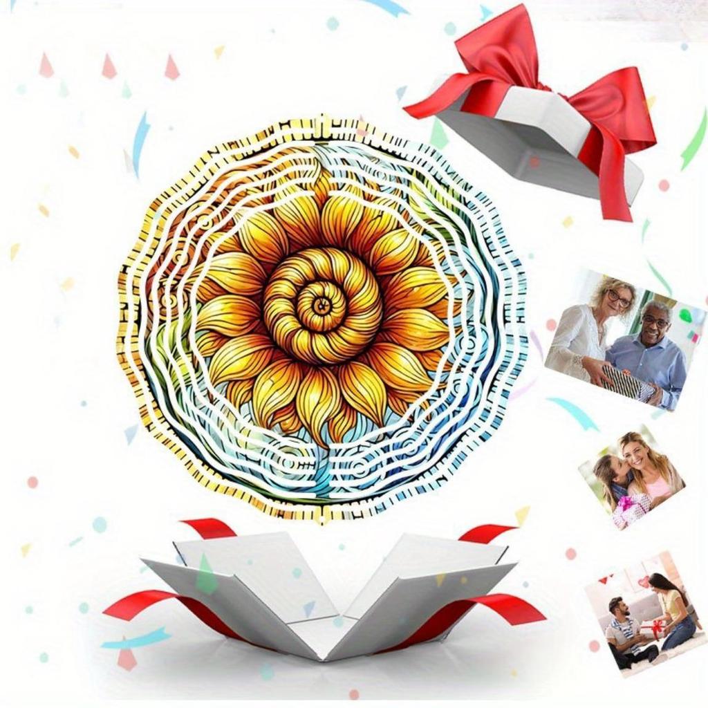 Sunflower Metal Wind Spinner Outdoor Garden Decor 360 Rotating Hook Easy Installation Vibrant Yard Art No Power Needed