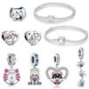 925 Silver Cat Dog Paw Charm Bracelet for Women Fashion Jewelry Love Heart Pendant Gift