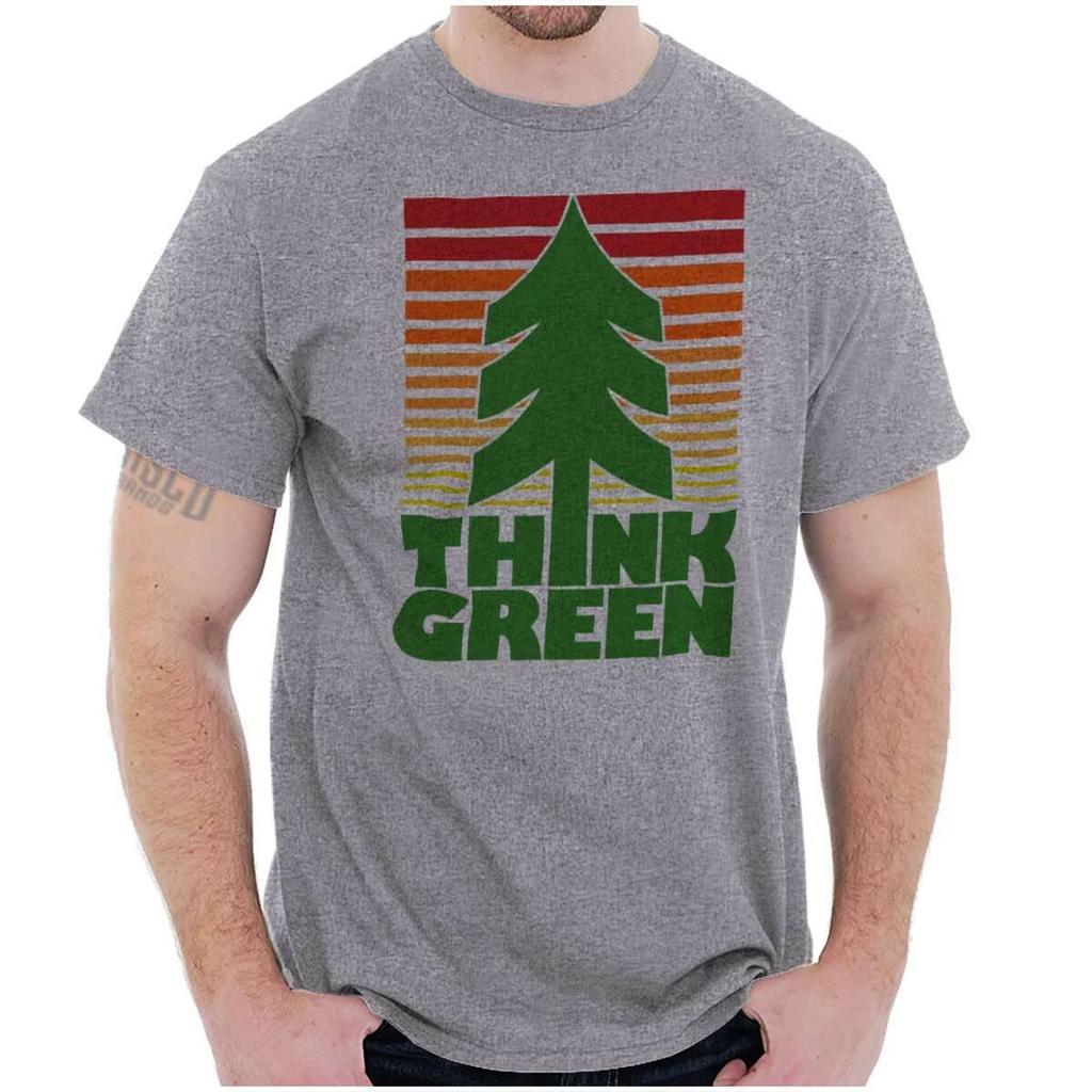 Retro Earth Day Activist Think Green Tree Womens or Mens Crewneck T Shirt Tee