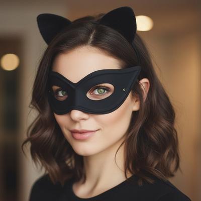Elegant Cats Headband Headpiece With Adjustable Furry Mask For Halloween Cosplay Parties And Costume Event