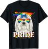 Maltese Dog Pride LGBTQ Rainbow Flag Sunglasses Graphic Tee Casual Cotton T-Shirt