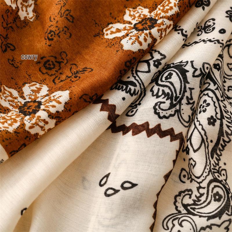 Unisex Autumn/Winter Scarf: Soft Cotton-Linen & Silk Feel, Paisley, Tassel Design - Ideal Travel Shawl.