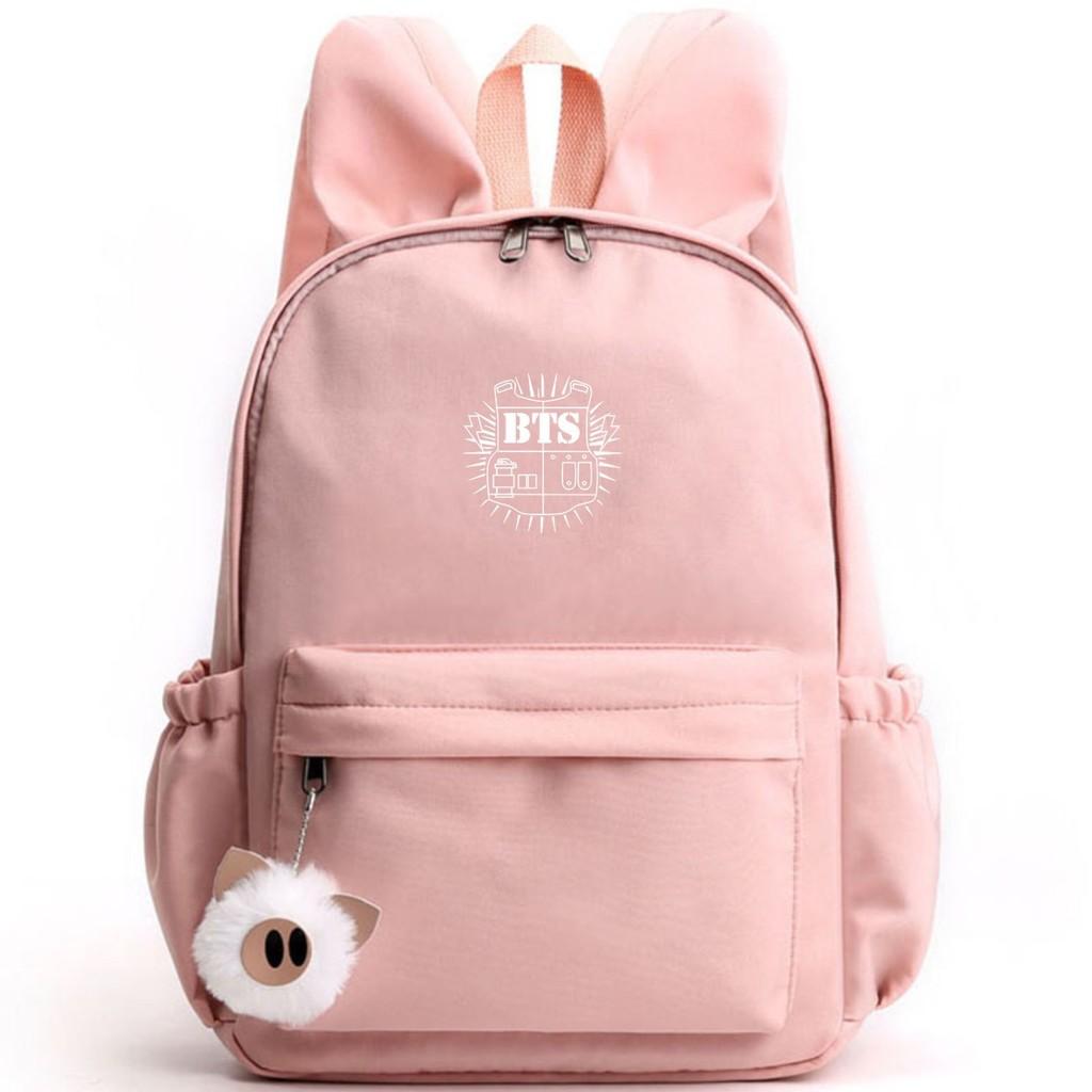 Bunny Kpop Bts Rabbit Ears Backpack Girls School Bags V With Piggy Pendant Plush