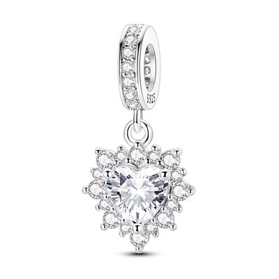 Copper Brilliant Love Pendant Zircon Charm Bead Charms Jewellery Compatible With Authentic Bracelets Necklaces Ideal For Women Do It Yourself Gift
