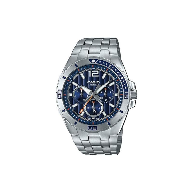 Casio 100m waterproof quartz movement stainless steel strap Japanese and Korean watch men's watch blue dial MTD-1060D-2A
