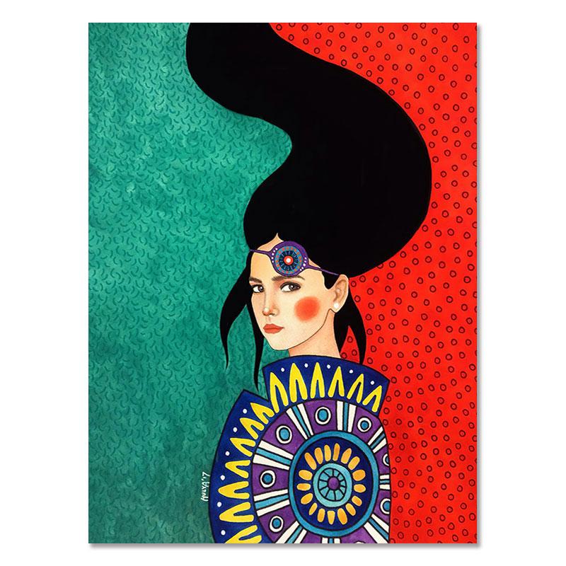 Abstract Flowers Girl Hair Wall Art Canvas Painting Bird Nordic Poster Art Prints Wall Pictures for Living Room Vintage