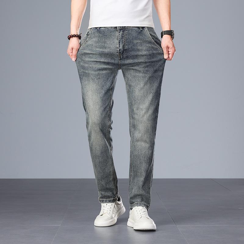 New Slim Jeans Men's Stretchy Slim Feet Casual Pants