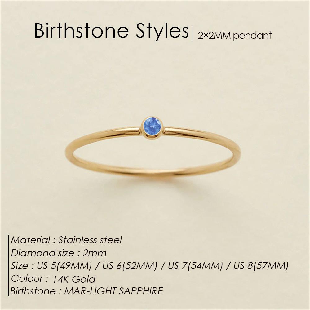 eManco Stainless Steel Birthstone Ring  Gold Color Simple Fashion Style For Women Festival Party Gift