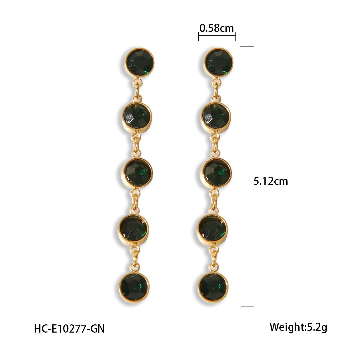 18K Gold Stainless Steel Earrings, Stylish Tassel Round Diamond-Encrusted Drop Earrings, Fashionable and Unique Ear Jewelry золотой