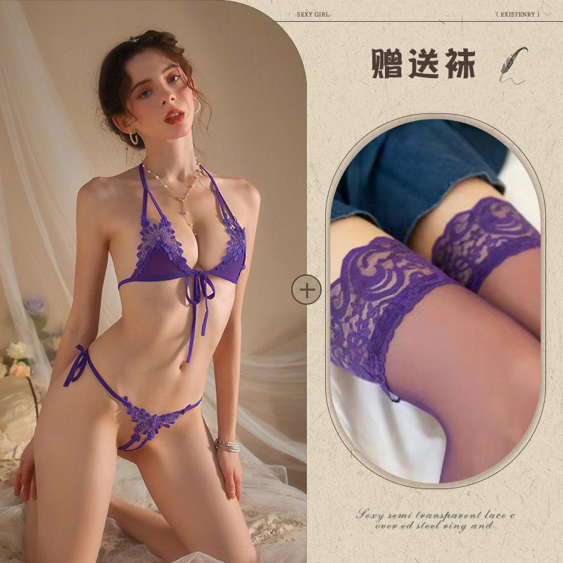 New sexy three-point erotic underwear free bikini open crotch temptation large size women's suit