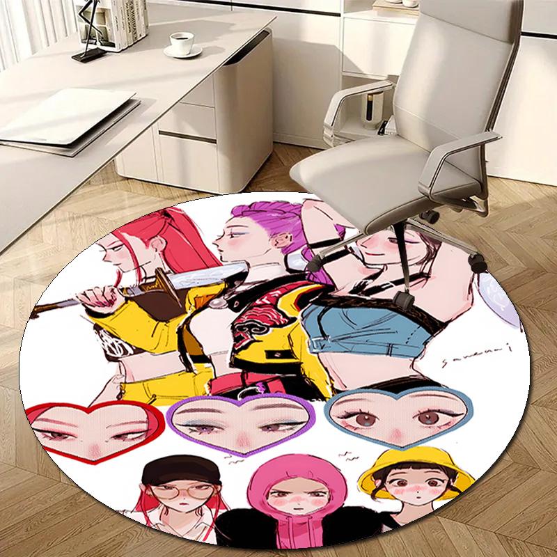 1pc KPop Demon Hunters28 Design Printed Area Round Carpet for Bedroom Living Room Home Decor Rugs Mat Non Slip Mat Rug for Bedside