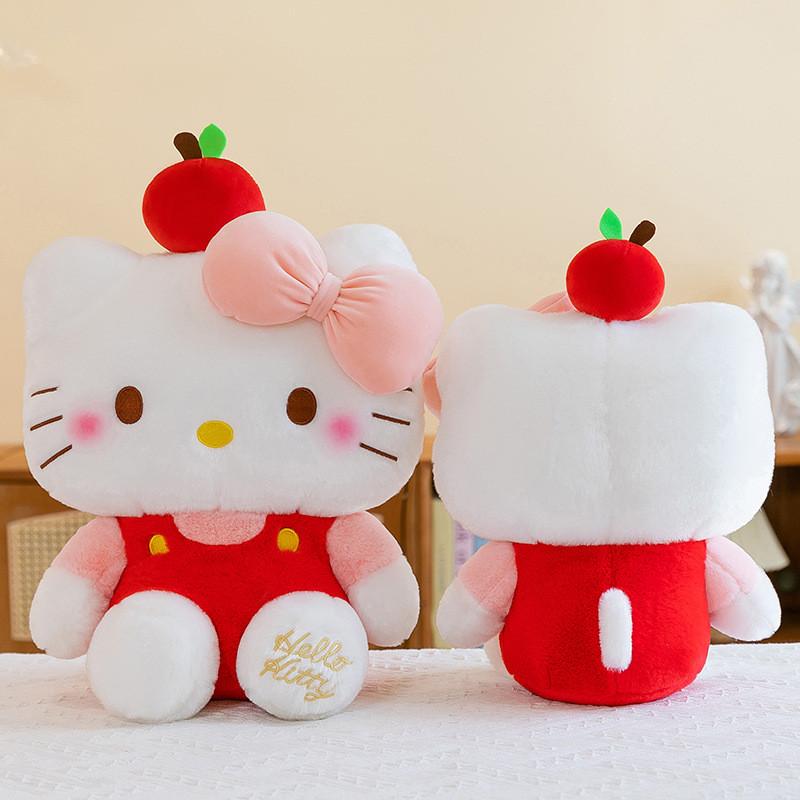 Apple Kt Cat Plush Toy With Short Pile Fur Soft Doll For Girls Sleep Pillow And Gift