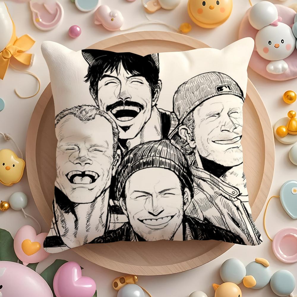 RRed Hot CChili Peppers Band Cushion Cover Plush Fabric Soft DoubleSided Printed Sofa Warm Winter Home Gift Pillow Cover