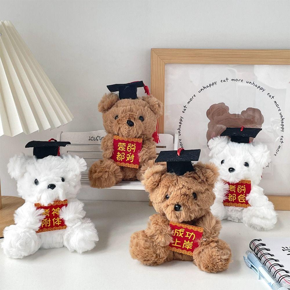 Cute Graduation Bear Plush Toy Soft Stuffed Dr Bear Plush Doll Backpack Accessory