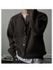 Men's High-End Woolen Cardigan - Round Neck, Autumn/Winter Casual Knitwear