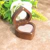 2 Slots Walnut Wood Rings Box Transparent Cover Rings Bearer Box Heart Rings Holder  Gifts