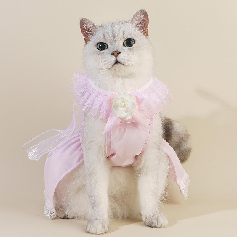 Camellia Scarf, Small Fragrant Lace Bib, Pet Dog Bib, Cat Puppet Photo Accessories