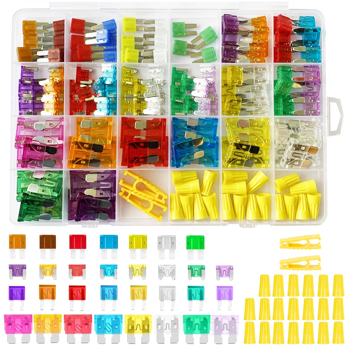 

MKBKLLJY 170pcs Car Fuse Assortment Kit Type Car Fuse Standard Mini Micro2 Low