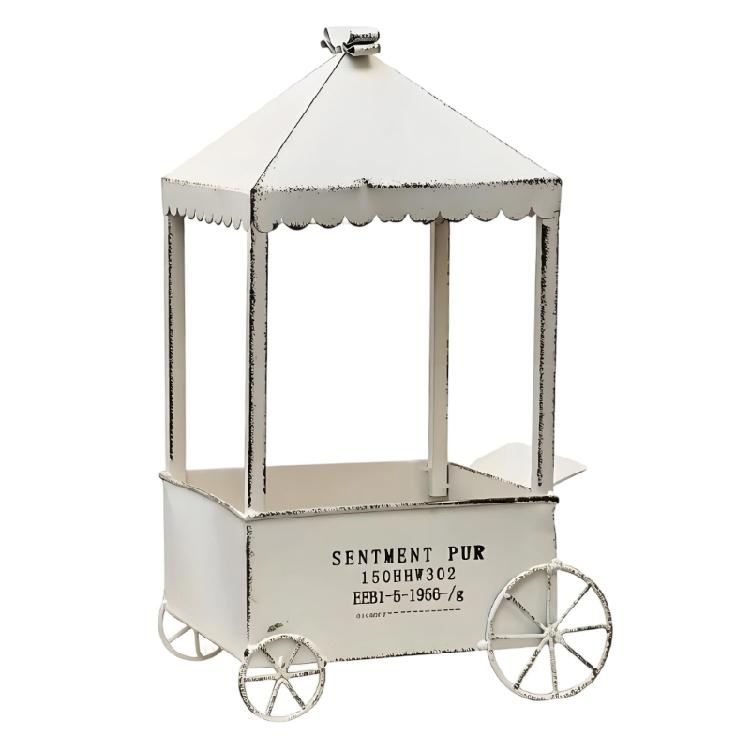 

Retro Charm Mobile Planter Flower Pot With Iron Metal Design For Porch Deck And Creative Landscaping белый