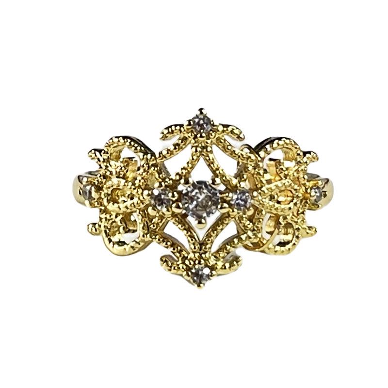 Chinese Retro High-End Open Lace Ring - Women's Court Style Temperament, Niche Design