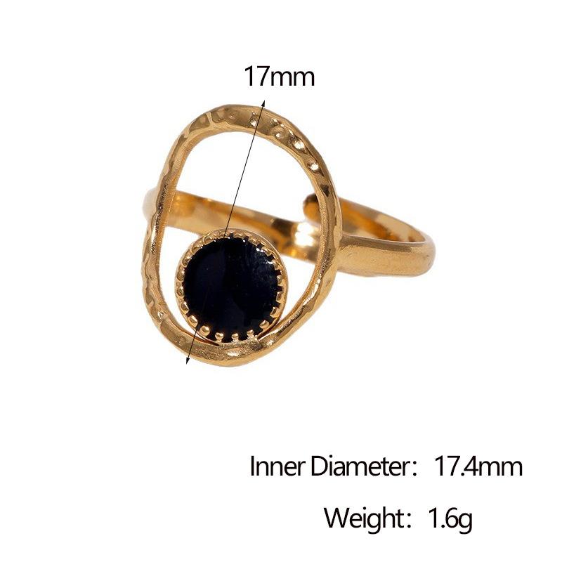 Stainless Steel Oval Drip Oil Opening Rings for Women Men French Style Vintage Hollow Adjustable Rings Banquet Jewelry Wholesale
