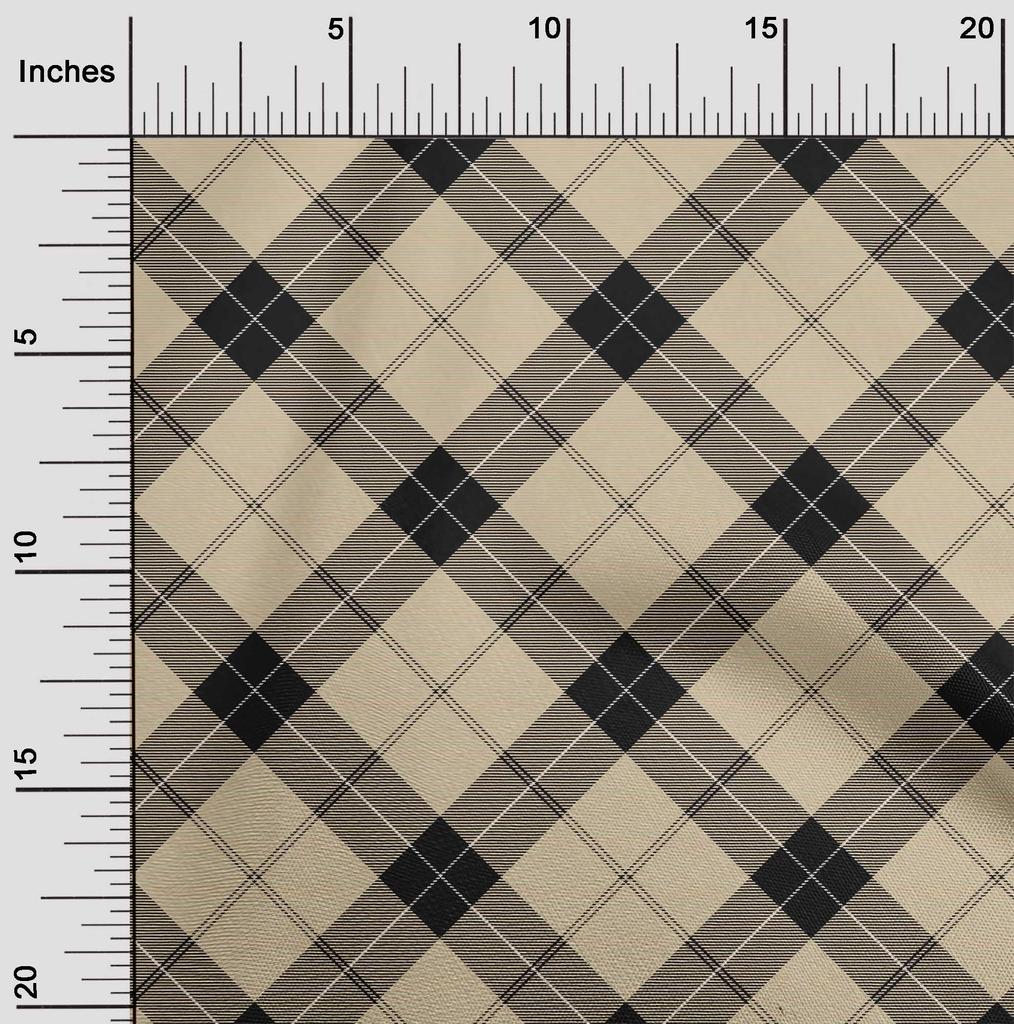 oneOone Cotton Flex Fabric Tartan Check Print Fabric By The Yard 40 Inch