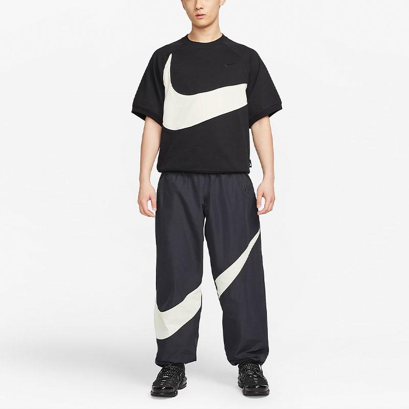 Nike Sportswear Swoosh Big Logo Print Casual Crew Neck Short Sleeve T-Shirt Men Tops Black FB7872-010