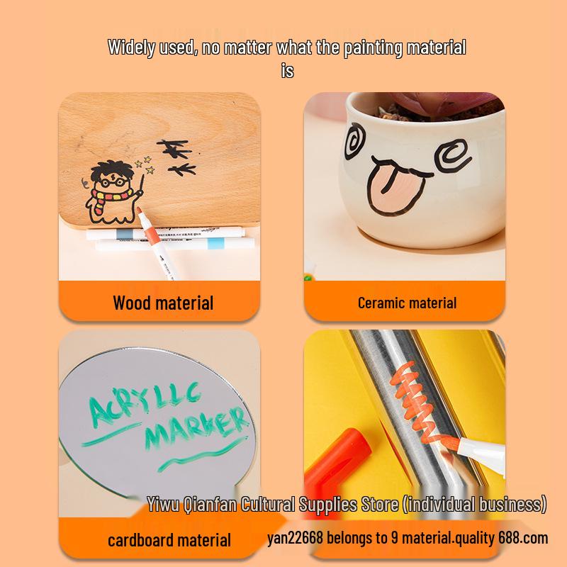 

Non-Toxic Acrylic Marker Set for Kids - Safe Watercolor Pens for Students and Ceramic Art Graffiti 6 Assorted Acrylic Markers