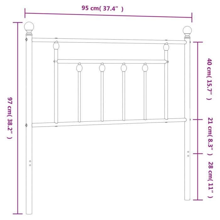 VidaXL Tête de lit métal blanc 90 cm 353614