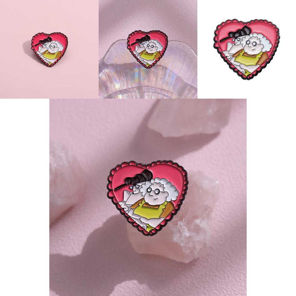 Red Heart Charming Shaped Metal Brooch Creative Cartoon Pin For Couples And Friends